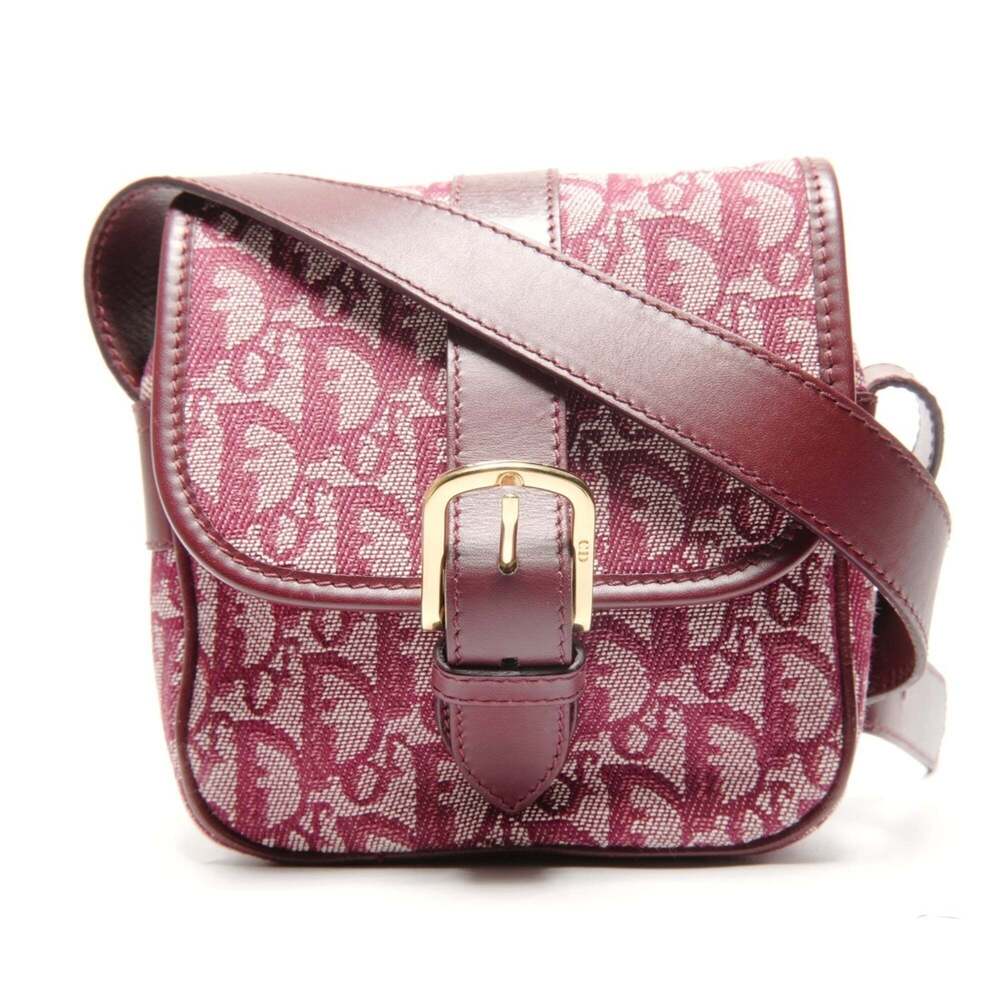 CHRISTIAN DIOR Red Canvas Trotter Shoulder Bag